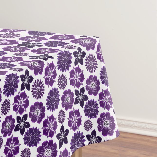 Toalha De Mesa Padrão Floral Roxo Elegante (Posição Original)