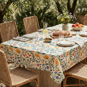 Toalha De Mesa Padrão Floral Sem Costura do Mediterrâneo