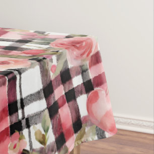 Toalha De Mesa Padrão Floral Vermelho Moderno do Tartan