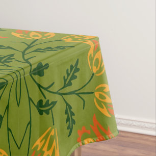 Toalha De Mesa Padrão Floral Vibrante: Flores Amarelas e Laranjas
