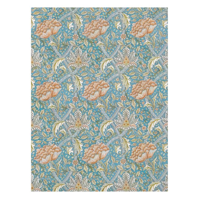 Toalha De Mesa Padrão Floral William Morris Windrush Azul (Frente)