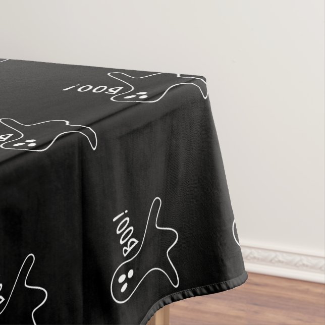 Toalha De Mesa Padrão fofo preto e branco do fantasma do Hallowee (Posição Original)