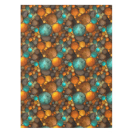 Toalha De Mesa Padrão Fractal Abstrato Marrom Turquesa