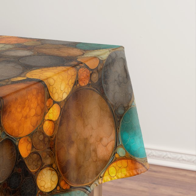 Toalha De Mesa Padrão Fractal Abstrato Marrom Turquesa (Posição Original)