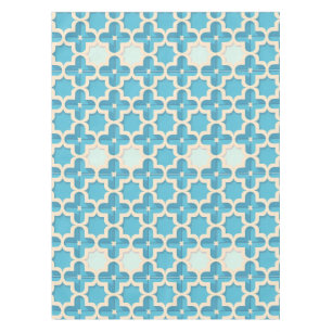 Toalha De Mesa Padrão Geométrico Abstrato Azul e Branco