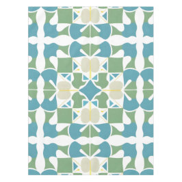 Toalha De Mesa Padrão Geométrico Abstrato em Verde e Azul