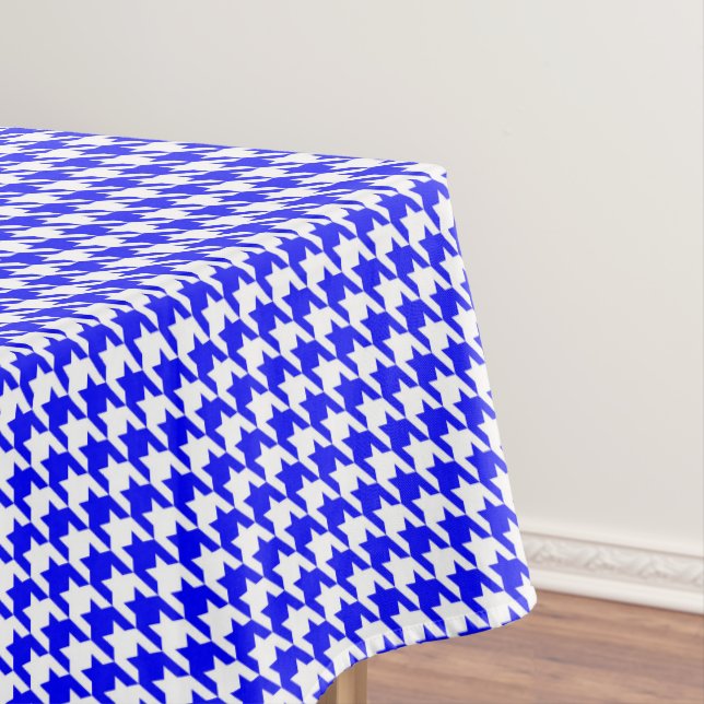 Toalha De Mesa Padrão Geométrico Azul e Branco (Posição Original)