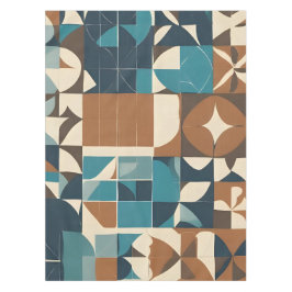 Toalha De Mesa Padrão Geométrico Azul Escuro, Turquesa, Marrom e