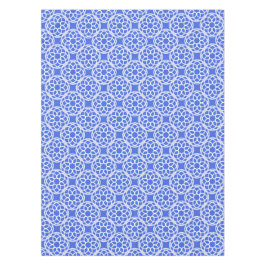 Toalha De Mesa Padrão Geométrico Branco Azul Sem Olhos