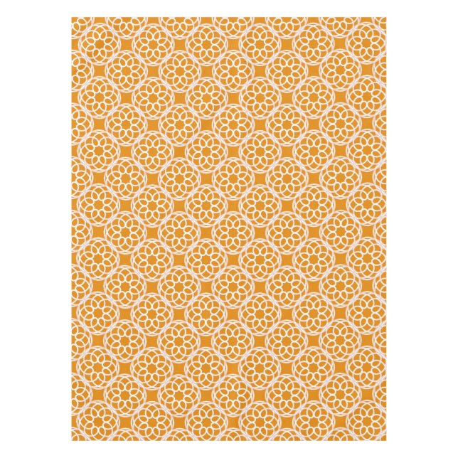 Toalha De Mesa Padrão Geométrico Branco Laranja Sem Olhos (Frente)