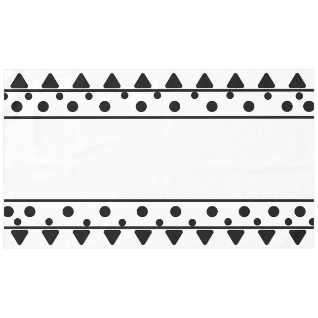 Toalha De Mesa Padrão Geométrico Branco Preto (Frente (Horizontal))