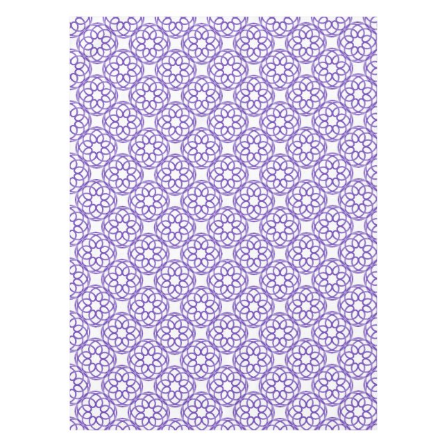 Toalha De Mesa Padrão Geométrico Branco Roxo Sem Costura (Frente)