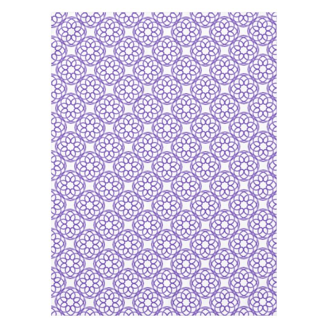 Toalha De Mesa Padrão Geométrico Branco Roxo Sem Olhos (Frente)