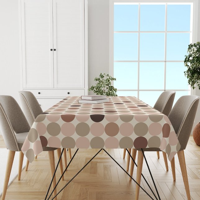 Toalha De Mesa Padrão geométrico de bolinhas marrons e rosas (Criador carregado)