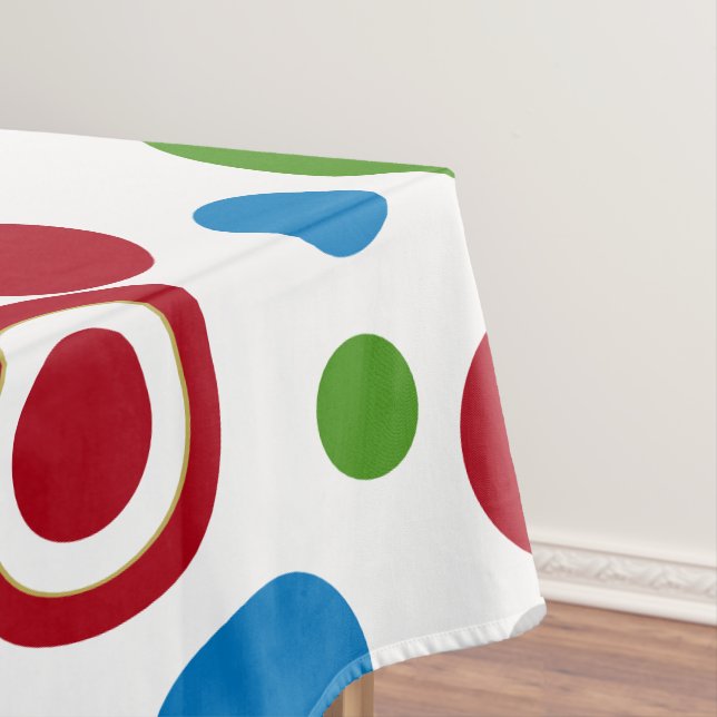 Toalha De Mesa Padrão Geométrico Dourado Azul Vermelho Natal (Posição Original)