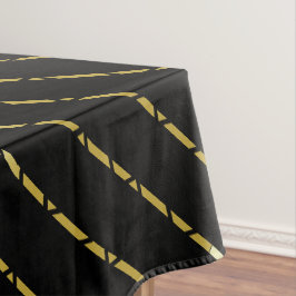 Toalha De Mesa Padrão Geométrico Dourado Elegante Em Preto