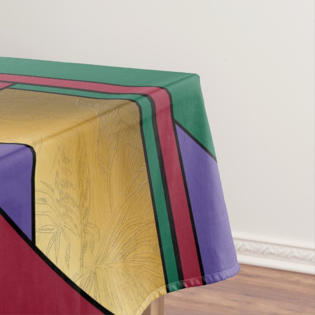 Toalha De Mesa Padrão Geométrico Dourado Vermelho Verde Roxo (Posição Original)