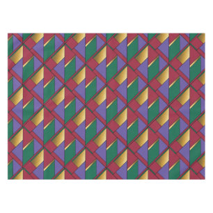 Toalha De Mesa Padrão Geométrico Dourado Vermelho Verde Roxo