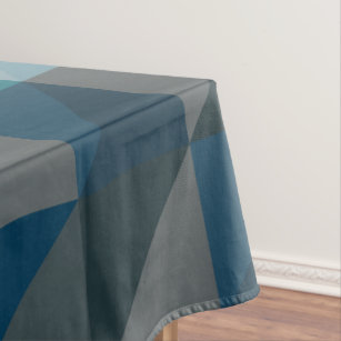 Toalha De Mesa Padrão Geométrico Moderno do Ombre Azul-na moda
