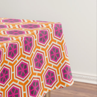 Toalha De Mesa Padrão Geométrico Moderno Rosa e Laranja Retro