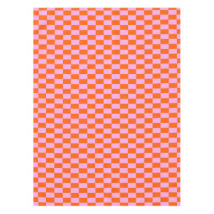 Toalha De Mesa Padrão Geométrico Xadrez Moderno Rosa Laranja Ousa