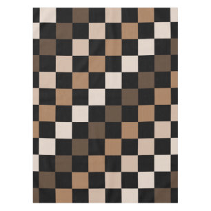 Toalha De Mesa Padrão Gingham Preto-Castanho Verificado