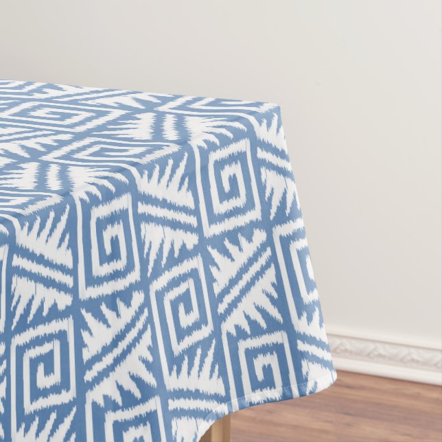 Toalha De Mesa Padrão Ikat Aztec - Azul-Céu e Branco (Posição Original)
