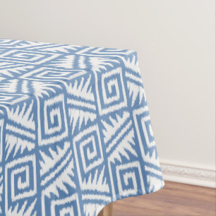 Toalha De Mesa Padrão Ikat Aztec - Azul e Branco
