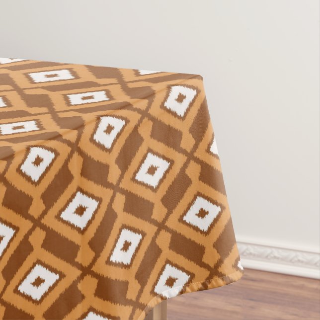 Toalha De Mesa Padrão Ikat - Castanho, ferrugem e creme (Posição Original)