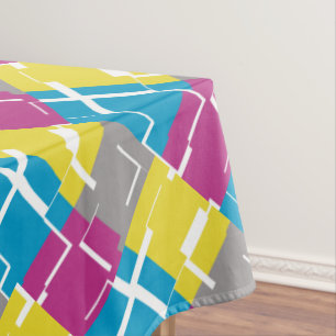 Toalha De Mesa Padrão legal de Cinza Amarelo Azul Roxo