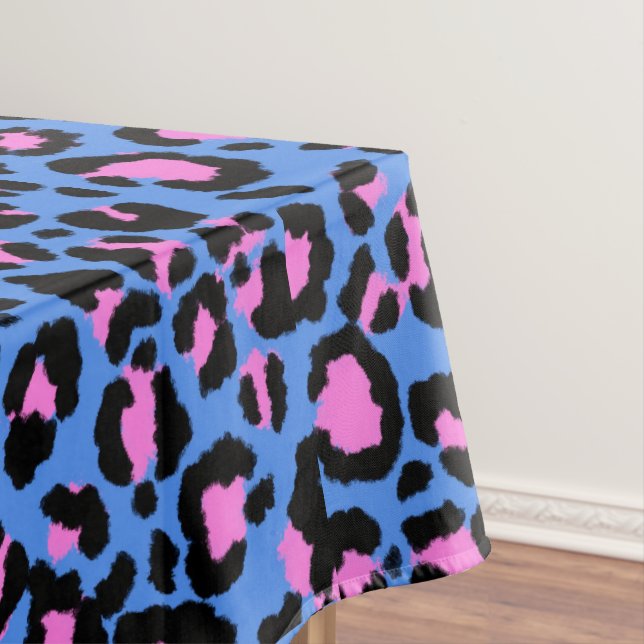 Toalha De Mesa Padrão-leopardo em framboesa sobre azul elétrico (Posição Original)