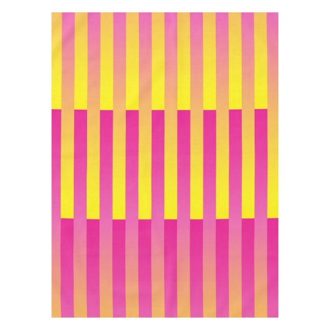 Toalha De Mesa Padrão Listrado Laranja Amarelo Rosa (Frente)