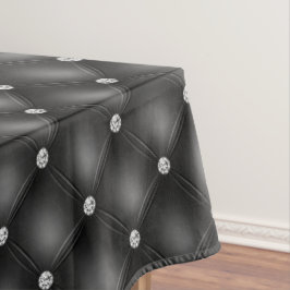 Toalha De Mesa Padrão Luxuoso de Diamante Preto Tufted