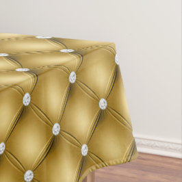 Toalha De Mesa Padrão Luxuoso de Diamante Rebordado a Ouro