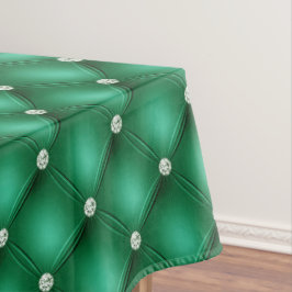Toalha De Mesa Padrão Luxuoso Verde de Diamante Tuftado