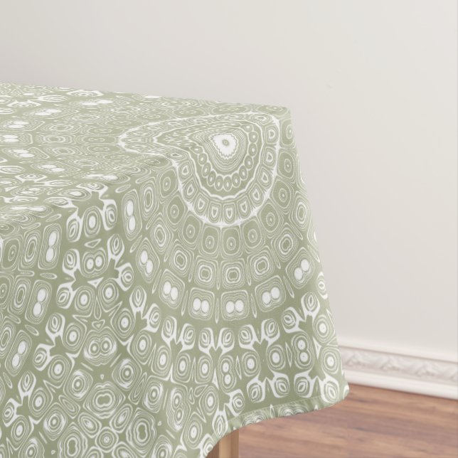 Toalha De Mesa Padrão Mandala Verde Salvia (Posição Original)