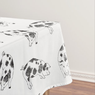 Toalha De Mesa Padrão Minimalista de Linha de Porco Cottagecore V