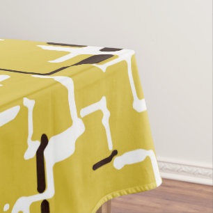 Toalha De Mesa Padrão Moderno Branco Amarelo-Amarelo-Manteiga