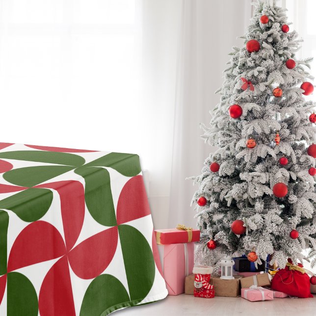 Toalha De Mesa Padrão moderno de Meio século vermelho e verde (Criador carregado)