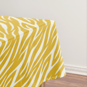 Toalha De Mesa Padrão Moderno de Ochre Amarelo Branco e Zebra