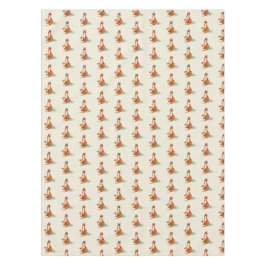 Toalha De Mesa Padrão Momma Fox e Baby Watercolor