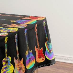 Toalha De Mesa padrão musical colorido de guitarra