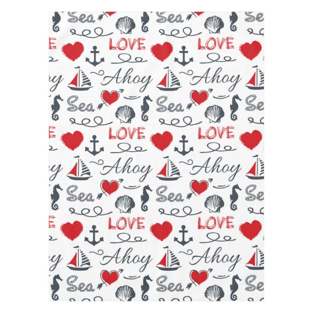 Toalha De Mesa Padrão náutico sem costura (Frente)