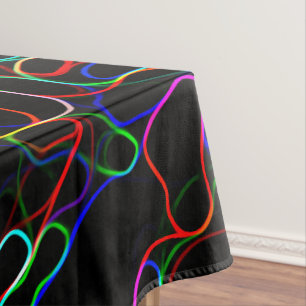 Toalha De Mesa Padrão Neon Multicolor Curvy Line - LEGAL
