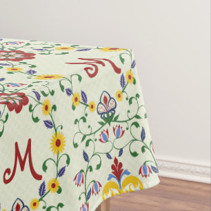 Toalha De Mesa Padrão nórdico do Monograma Rosemaling escandinavo
