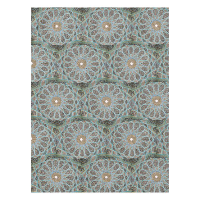 Toalha De Mesa Padrão Oriental Azul Persa Elegante (Frente)