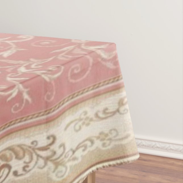 Toalha De Mesa Padrão Oriental Floral Rosa (Posição Original)