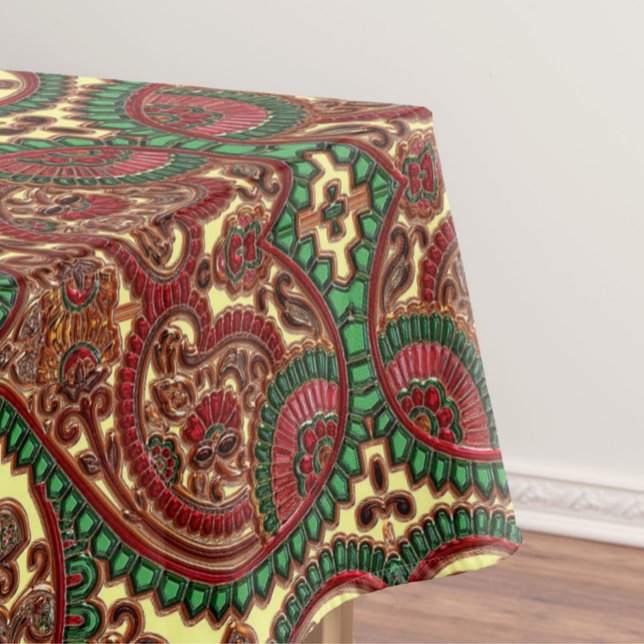 Toalha De Mesa padrão paisley vitoriano elegante vermelho verde d (Criador carregado)