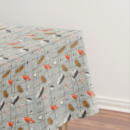 Toalha De Mesa Padrão Retro Atômico Laranja Cinza Branco Preto