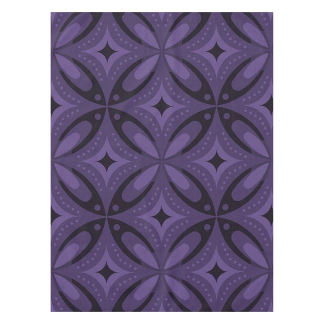 Toalha De Mesa Padrão Retro de Cor Roxo Escuro (Frente)